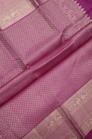 Traditional Zari Border Berry Purple Kanchipuram Silk Saree