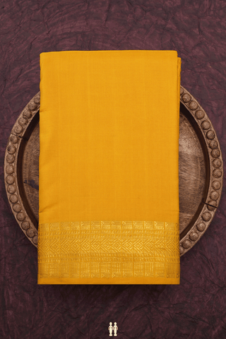 Traditional Zari Border Honey Yellow Kanchipuram Silk Saree