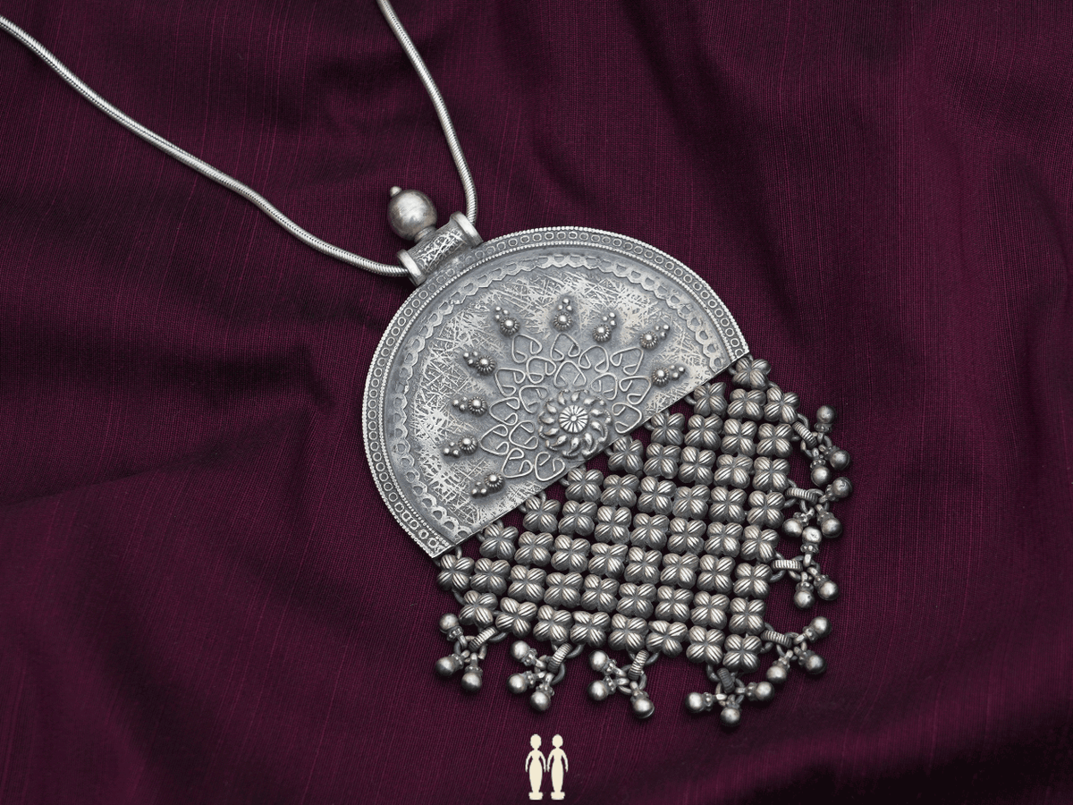 Tribal Oxidized Pure Silver Pendant