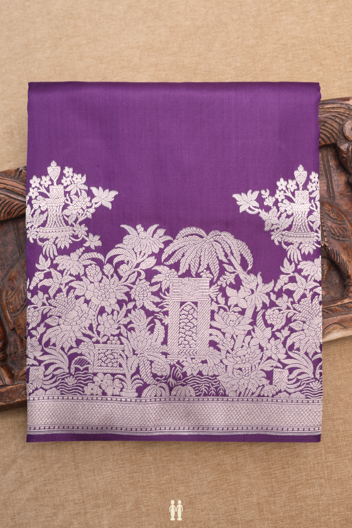 Banarasi Silk Saree In Plain Royal Purple With Zari Border