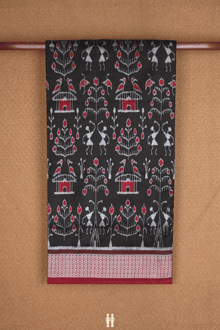 Warli Printed Design Black Odisha Silk Saree