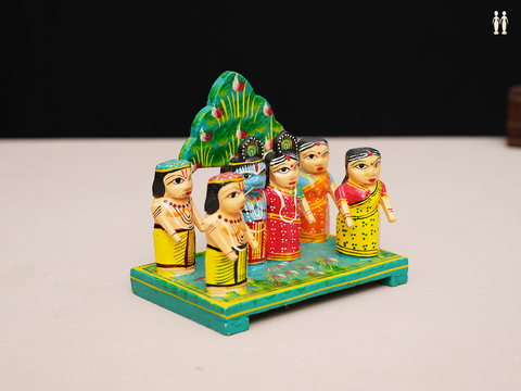 Wooden Krishna Radha in Brindavan Kondapalli Idol For Golu