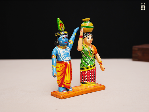 Lord Krishna Stealing Butter Wooden Handicraft For Golu