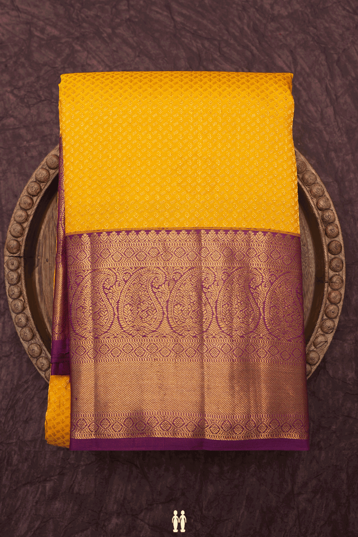 Zari Border In Brocade Saffron Yellow Kanchipuram Silk Saree