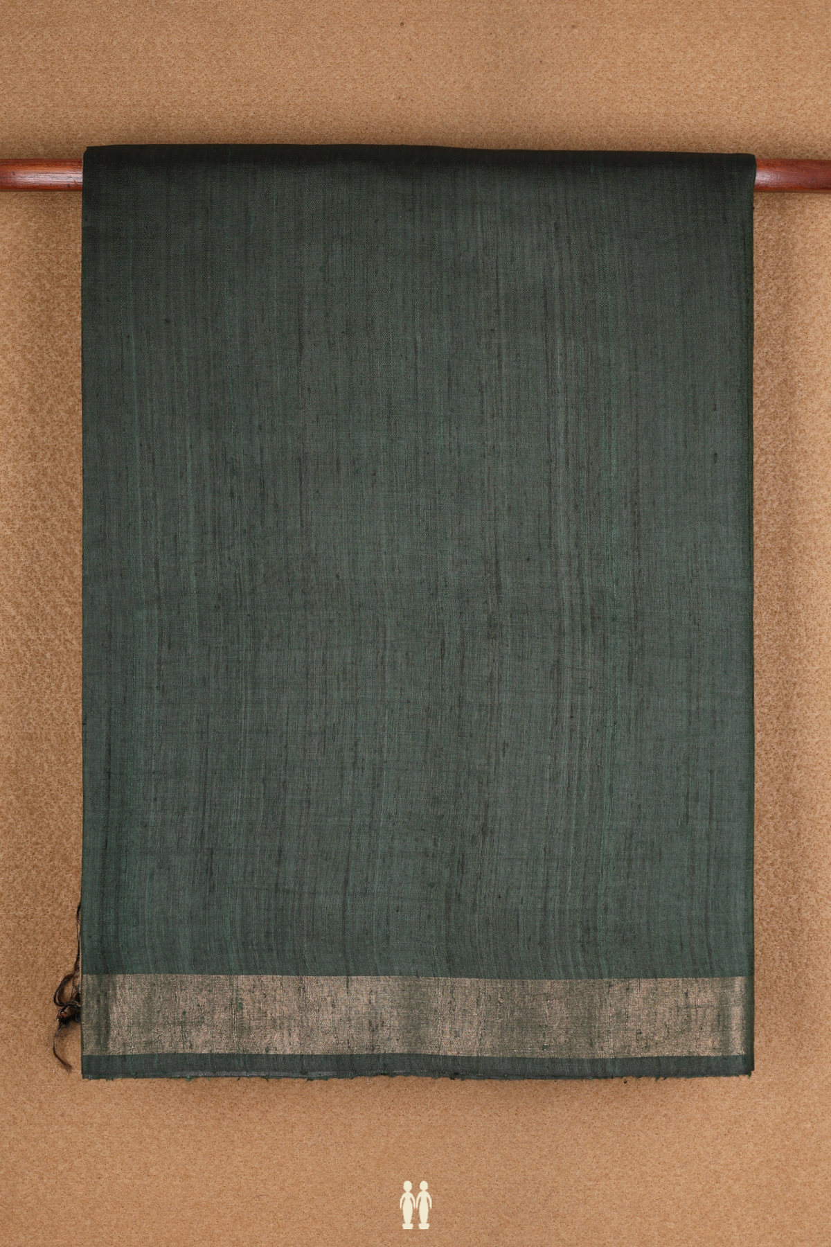 Zari Border Plain Bottle Green Tussar Silk Saree