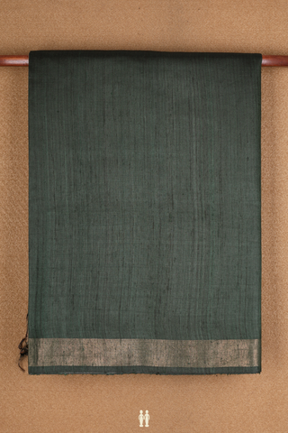 Zari Border Plain Bottle Green Tussar Silk Saree