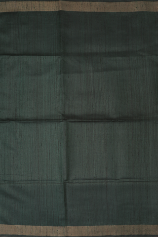 Zari Border Plain Bottle Green Tussar Silk Saree