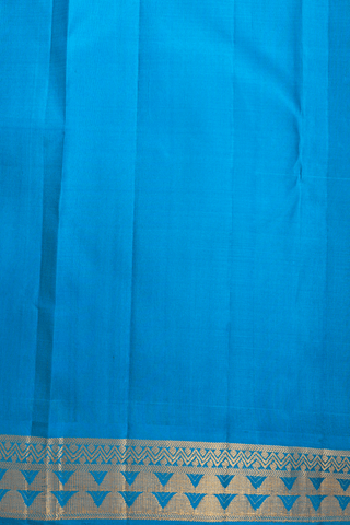 Zari Border Plain Cerulean Blue Kanchipuram Silk Saree