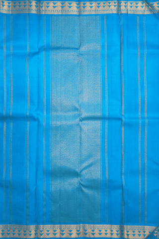 Zari Border Plain Cerulean Blue Kanchipuram Silk Saree