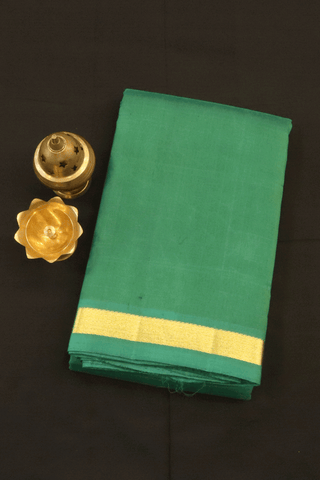 Zari Border Plain Dark Green Kanchipuram Silk Saree