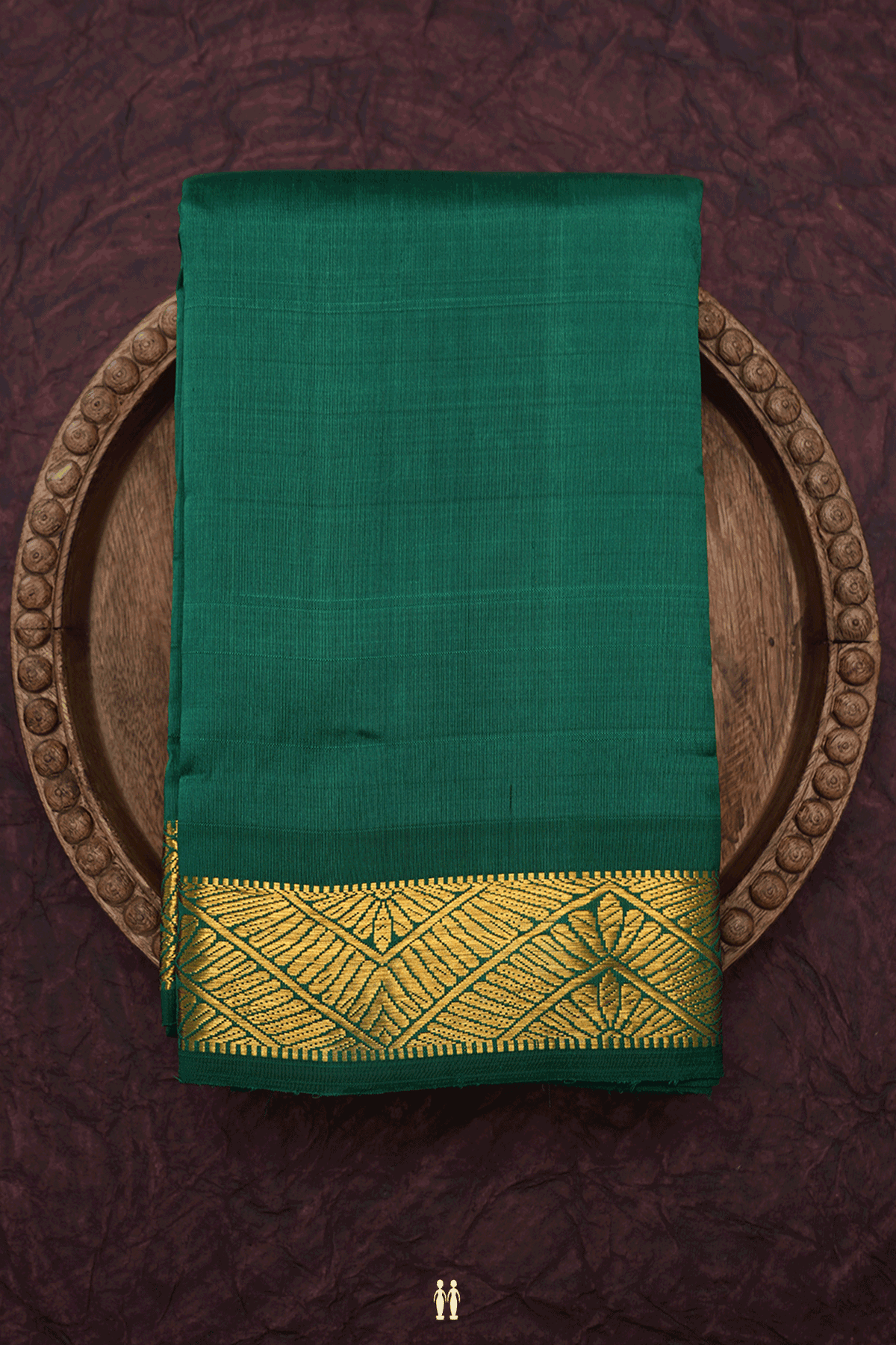 Zari Border Plain Emerald Green Kanchipuram Silk Saree