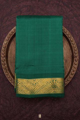 Zari Border Plain Emerald Green Kanchipuram Silk Saree