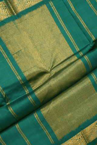 Zari Border Plain Emerald Green Kanchipuram Silk Saree