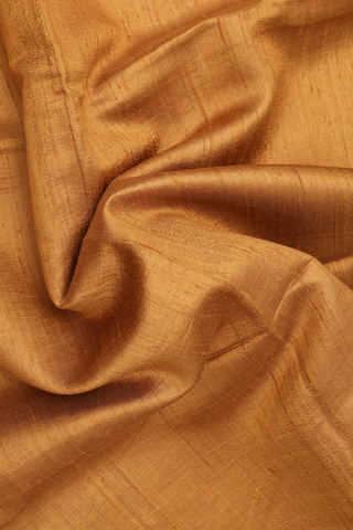 Zari Border Plain Golden Brown Tussar Silk Saree