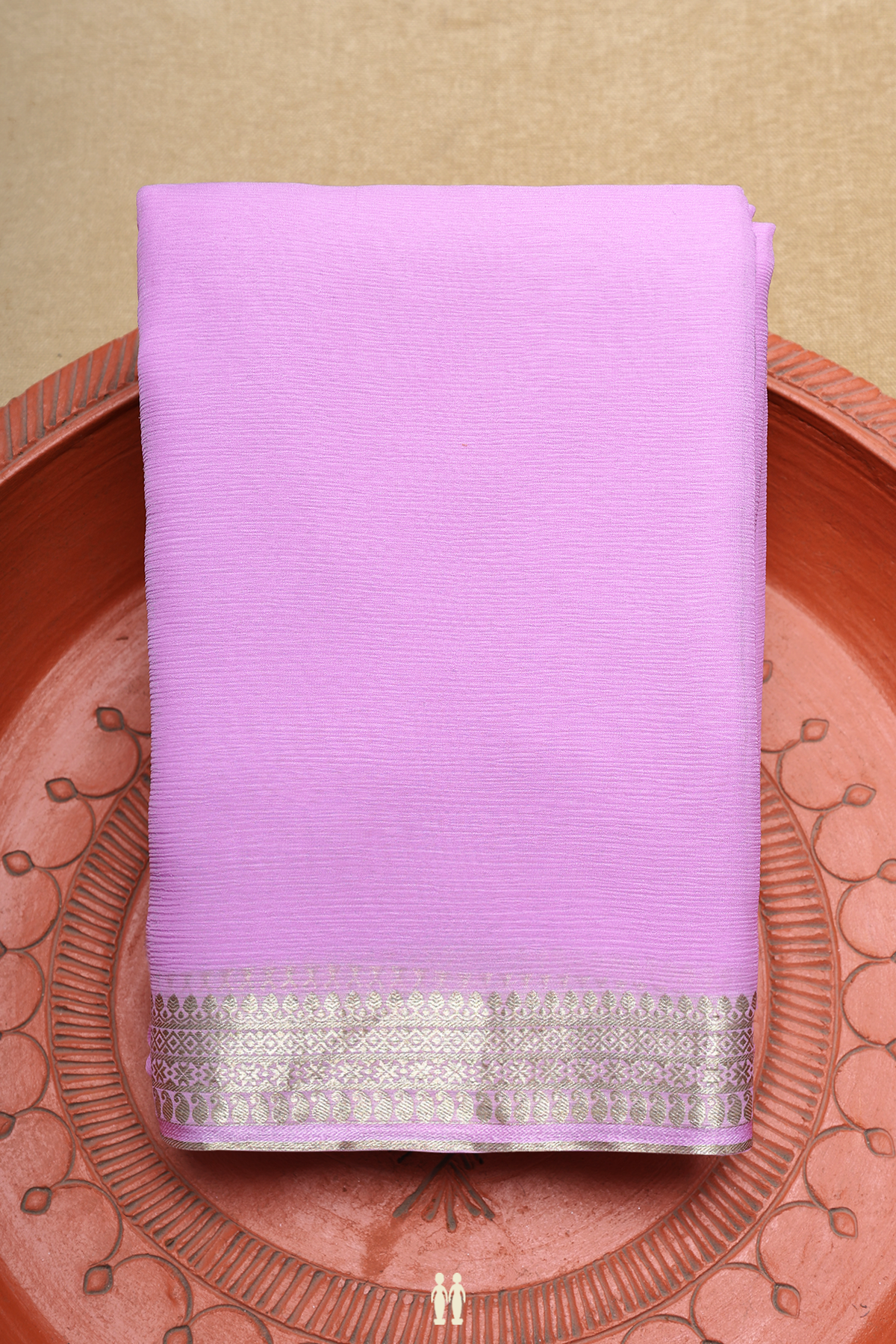 Zari Border Plain Lavender Chiffon Saree