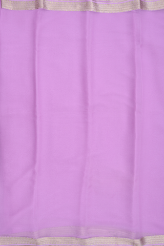 Zari Border Plain Lavender Chiffon Saree