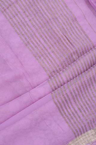 Zari Border Plain Lavender Chiffon Saree