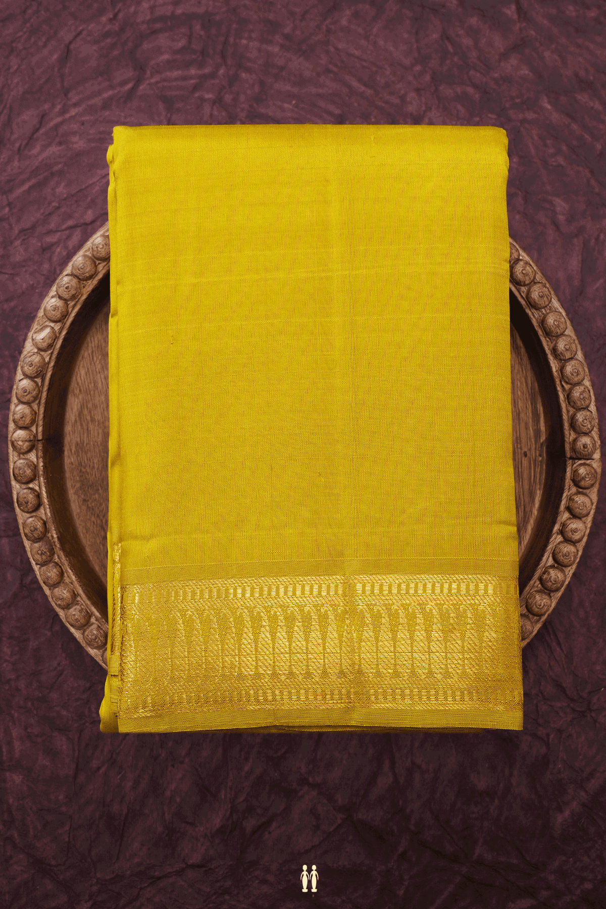 Zari Border Plain Olive Yellow Kanchipuram Silk Saree