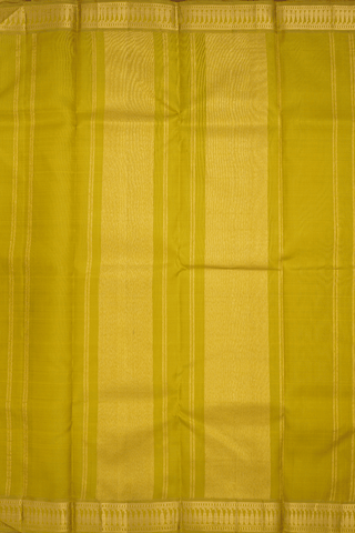 Zari Border Plain Olive Yellow Kanchipuram Silk Saree