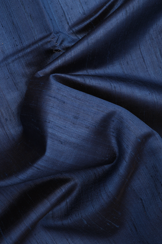 Zari Border Plain Oxford Blue Tussar Silk Saree