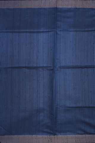 Zari Border Plain Oxford Blue Tussar Silk Saree