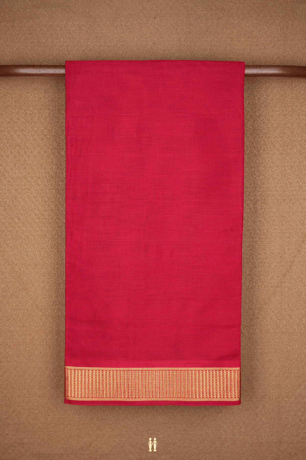 Zari Border Plain Scarlet Red Nine Yards Silk Cotton Saree