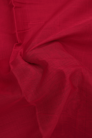 Zari Border Plain Scarlet Red Nine Yards Silk Cotton Saree