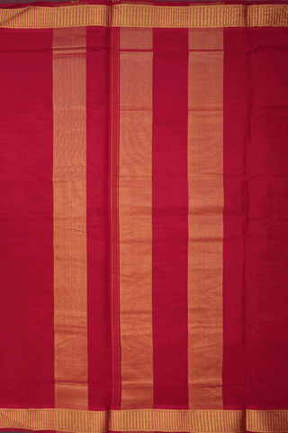 Zari Border Plain Scarlet Red Nine Yards Silk Cotton Saree