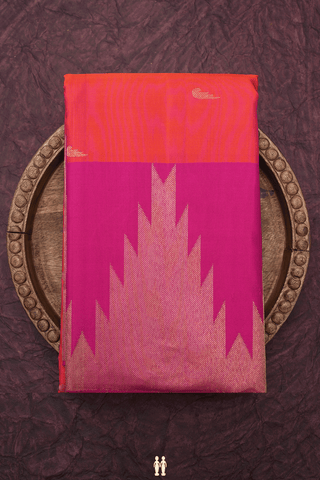 Zari Buttas Coral Pink Kanchipuram Silk Saree