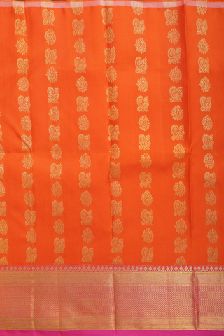 Zari Buttas Orange Kanchipuram Pavadai Sattai Material