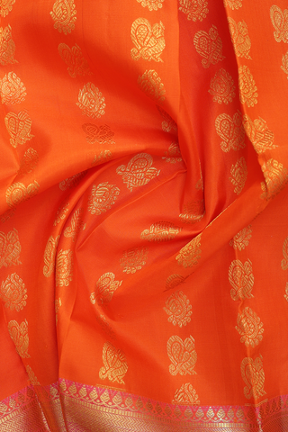 Zari Buttas Orange Kanchipuram Pavadai Sattai Material