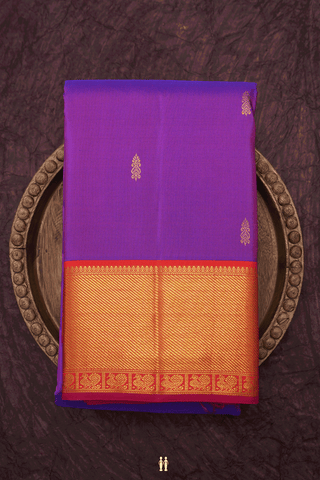 Zari Buttas Purple Kanchipuram Silk Saree