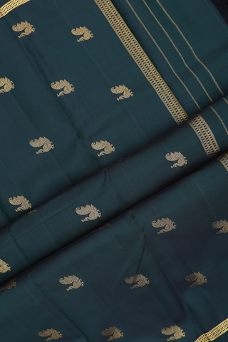 Zari Buttis Bottle Green Kanchipuram Silk Saree