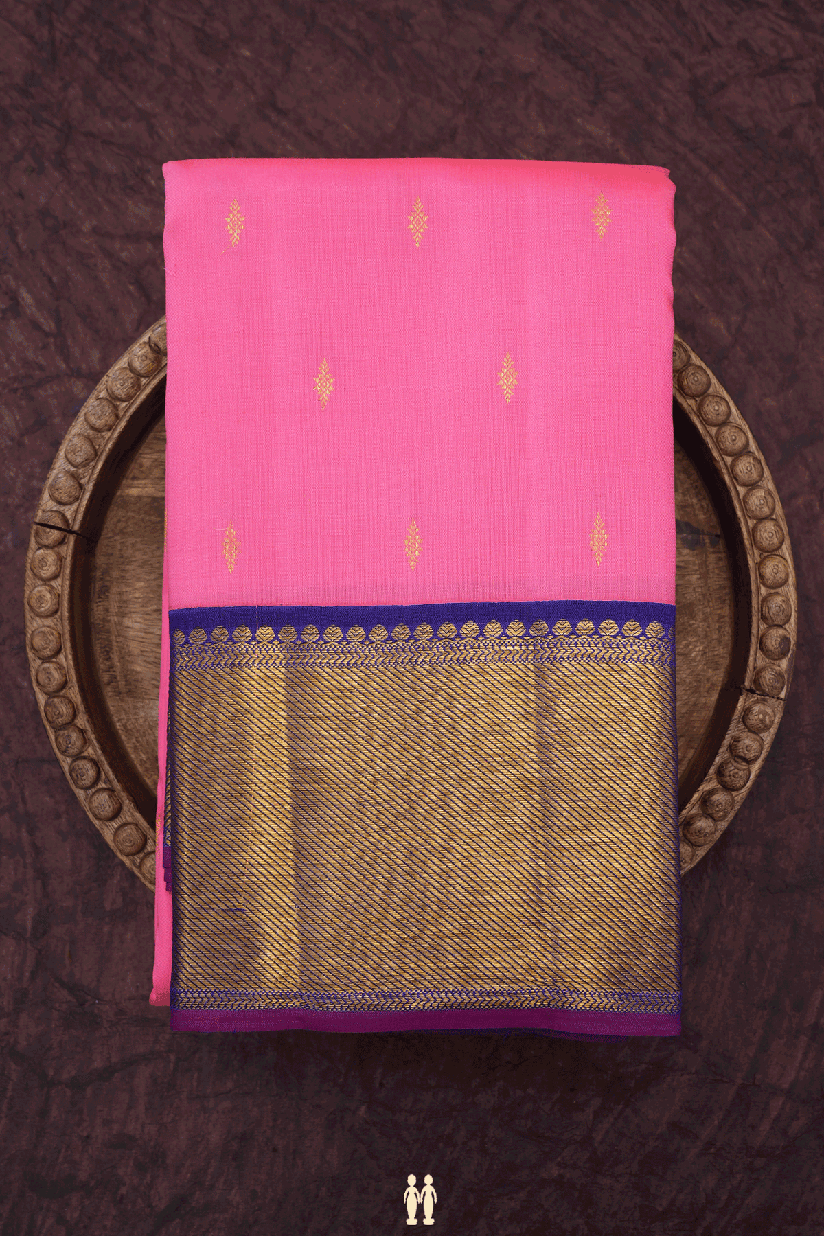 Zari Buttis Coral Pink Kanchipuram Silk Saree
