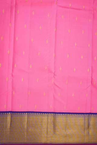 Zari Buttis Coral Pink Kanchipuram Silk Saree