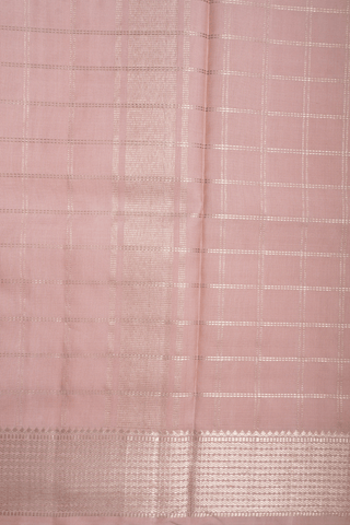 Zari Checked Blush Pink Silk Dhoti With Shirt Material Set