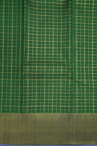 Zari Checked Design Dark Green Kanchipuram Silk Saree