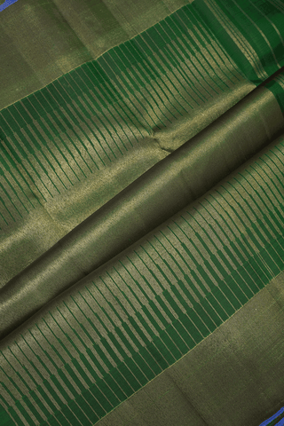 Zari Checked Design Dark Green Kanchipuram Silk Saree