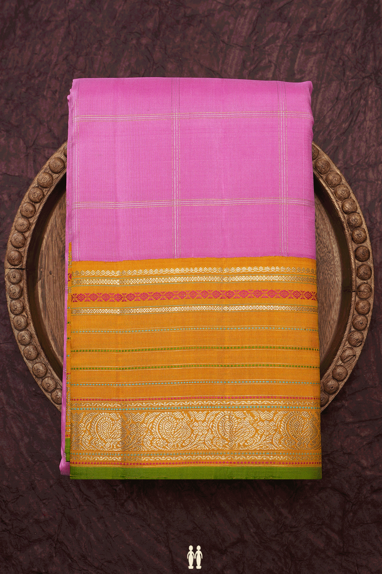 Zari Checked Design Lotus Pink Kanchipuram Silk Saree – Sundari Silks