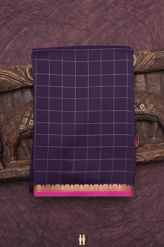 Zari Checked Design Regal Purple Mysore Silk Saree