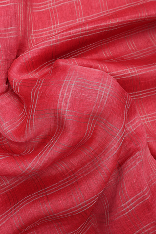 Zari Checked Design Ruby Red Linen Saree