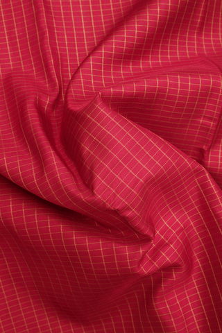Zari Checks Design Ruby Red Kanchipuram Silk Saree