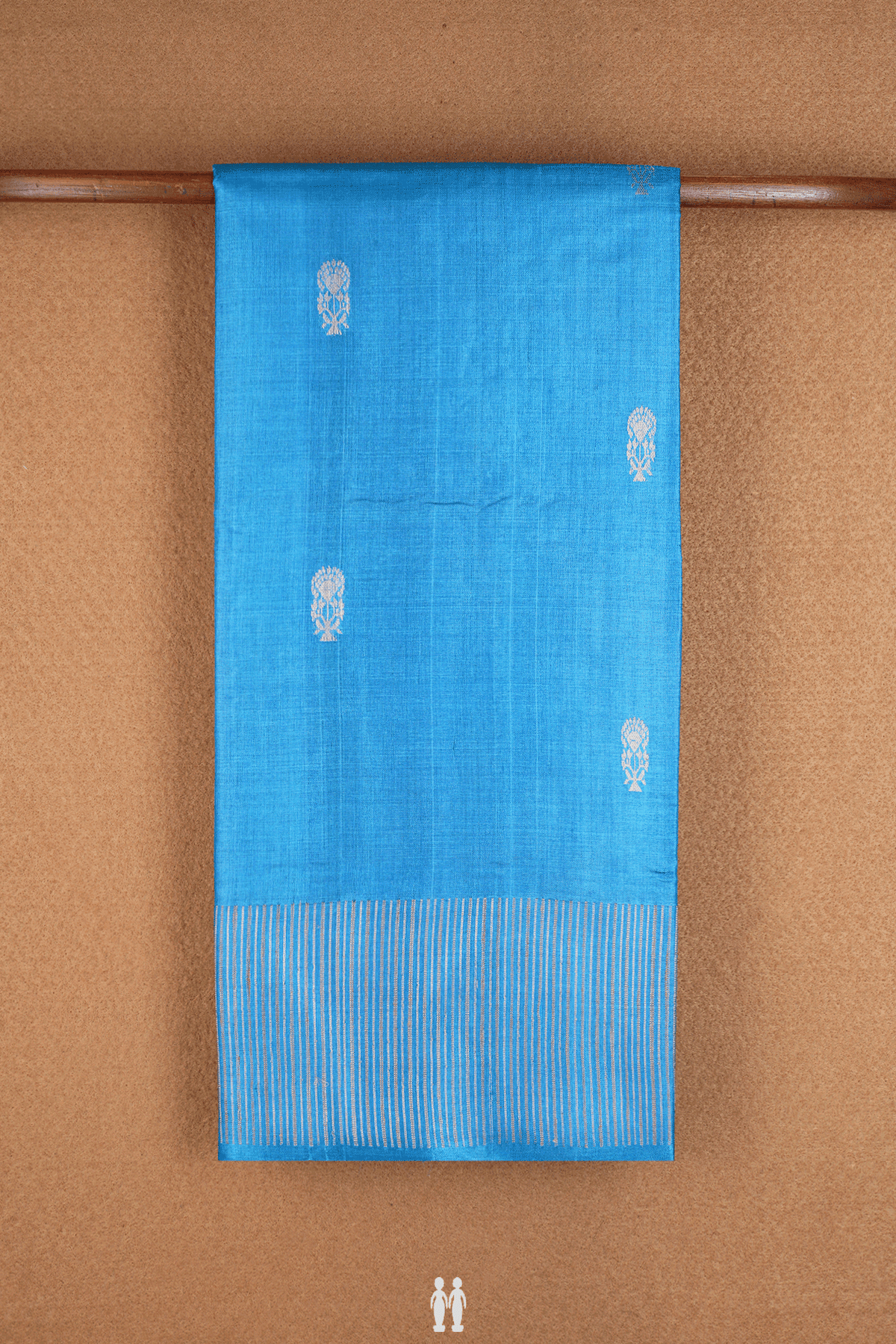 Zari Motifs Azure Blue Tussar Silk Saree