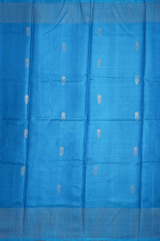 Zari Motifs Azure Blue Tussar Silk Saree