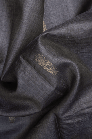 Zari Motifs Dark Grey Tussar Silk Saree