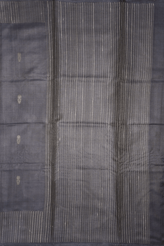 Zari Motifs Dark Grey Tussar Silk Saree