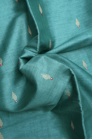 Zari Motifs Pine Green Tussar Silk Saree