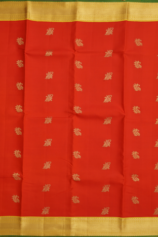 Zari Motifs Reddish Orange Kanchipuram Silk Saree