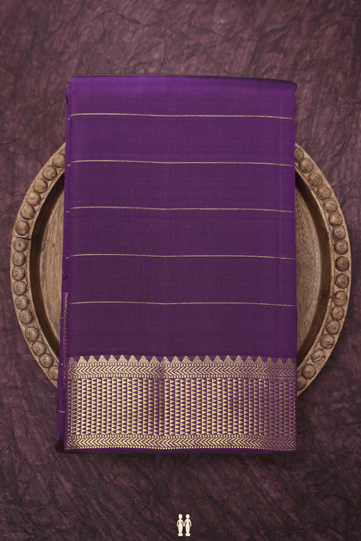 Zari Striped Design Deep Purple Kanchipuram Silk Saree