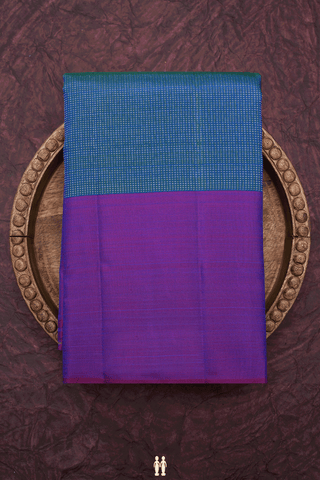 Zari Stripes Design Capri Blue Kanchipuram Silk Saree